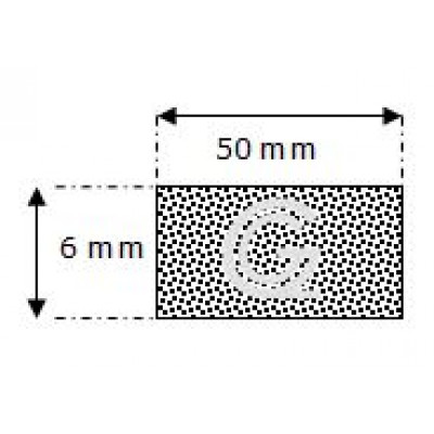 Rechthoekig mosrubber snoer | 6 x 50 mm | rol 25 meter
